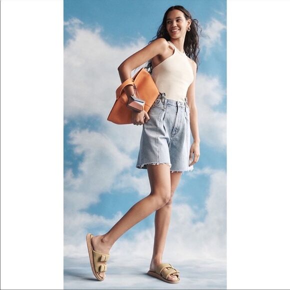 Agolde Sky Blue Denim Shorts - Picture 4 of 12